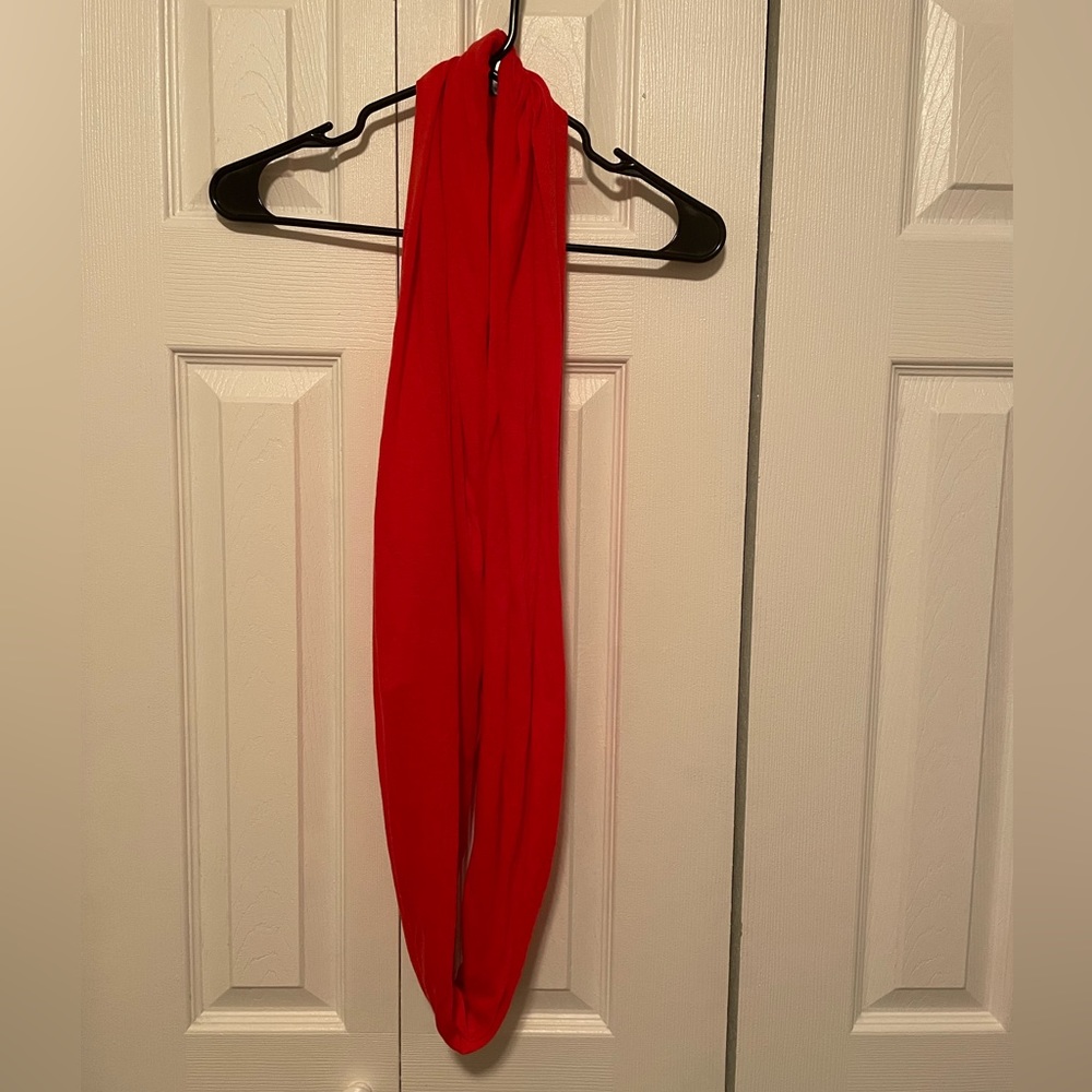 Red fashion scarf with secret pocket